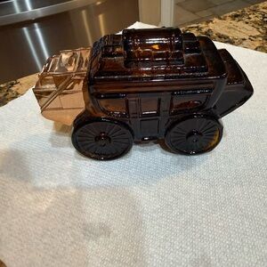 Vintage Glass Stagecoach Figurine - Brown and Tan by AVON